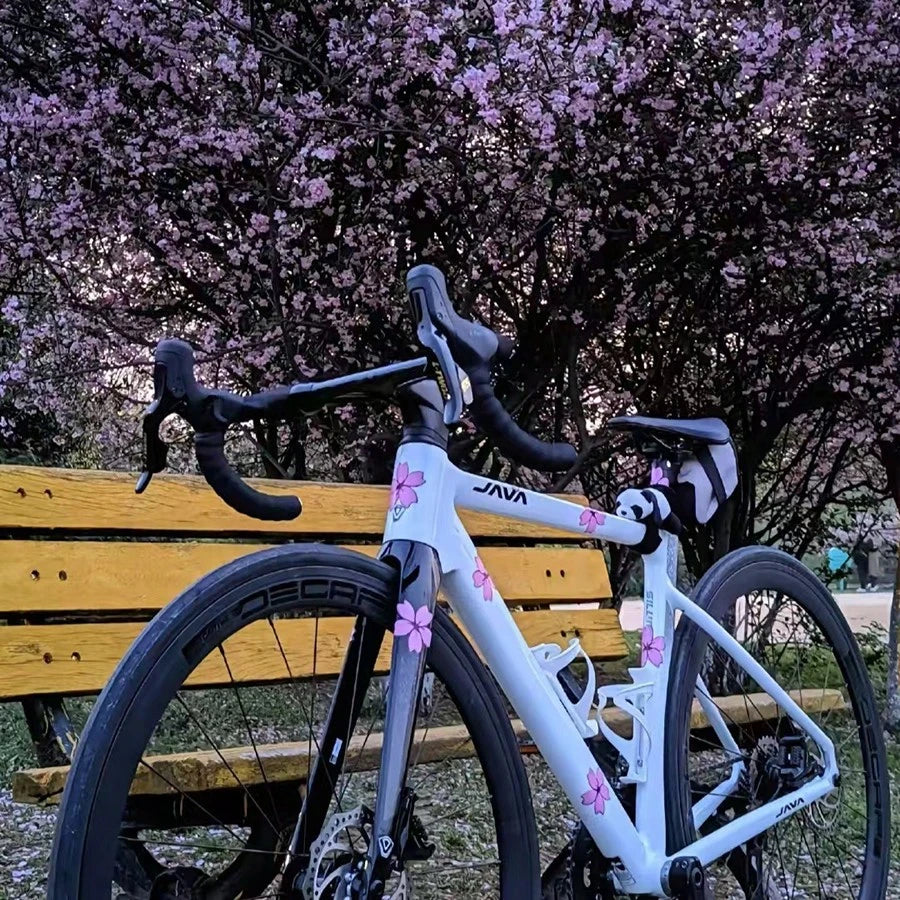 20PCS Highly Attractive Cherry Blossom Bicycle Stickers/Creative Road Bike Wheel Hub Stickers/Cute Car Body Cherry Blossom Decorative Stickers