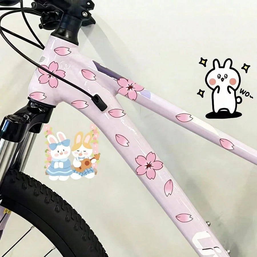 20PCS Highly Attractive Cherry Blossom Bicycle Stickers/Creative Road Bike Wheel Hub Stickers/Cute Car Body Cherry Blossom Decorative Stickers