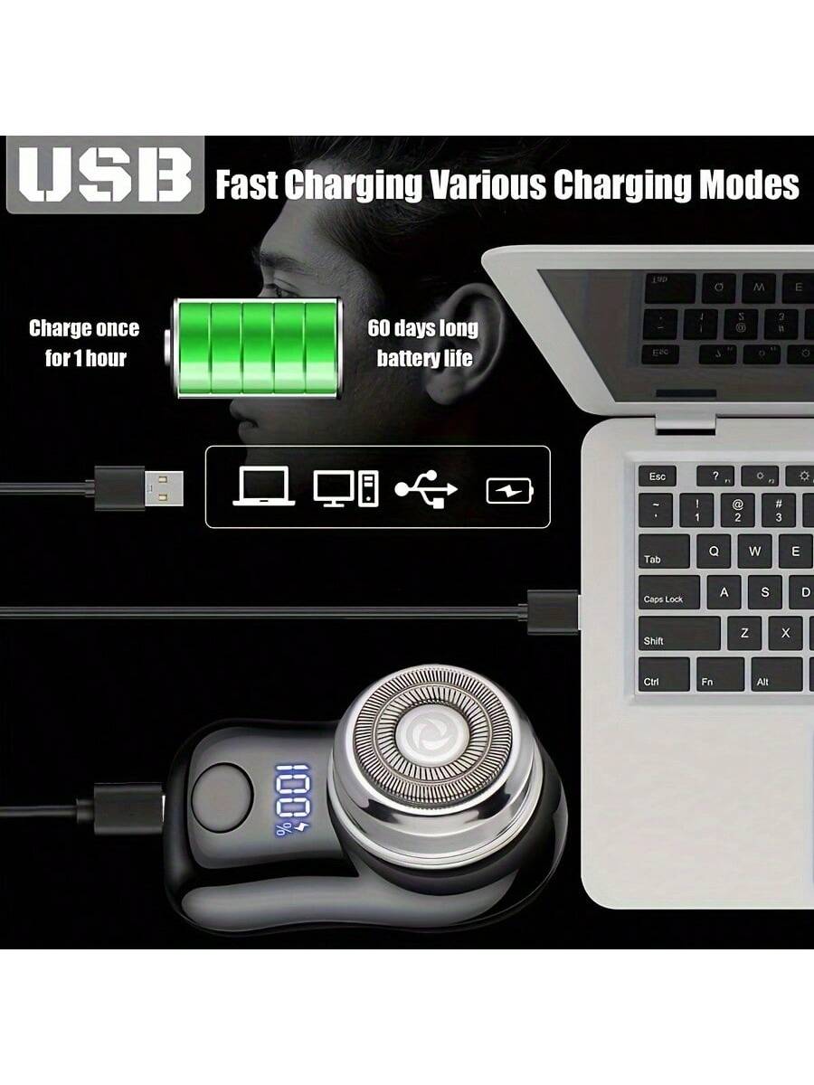 220mAh USB Rechargeable Electric Shaver For Men, Digital Display, Compact & Portable, Suitable For Business Travel And Men's Holiday Gift, Birthday Gift