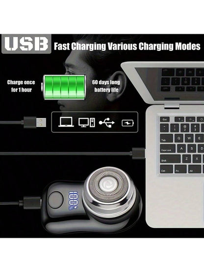 220mAh USB Rechargeable Electric Shaver For Men, Digital Display, Compact & Portable, Suitable For Business Travel And Men's Holiday Gift, Birthday Gift