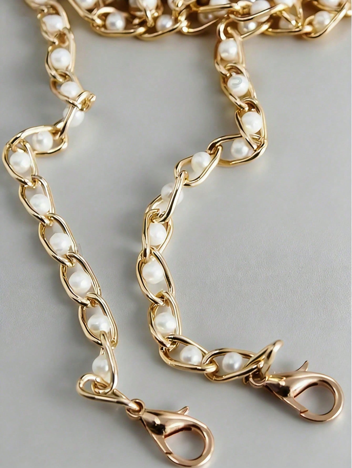 23.62-43.31 Inch Faux Pearl Chain Strap, Replaceable Crossbody Bag Strap, Suitable For Handbags, Long Faux Pearl Bag Chain Strap For Crossbody Bags (Handmade Chain, Bead Shedding Is Natural)