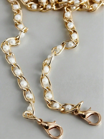 23.62-43.31 Inch Faux Pearl Chain Strap, Replaceable Crossbody Bag Strap, Suitable For Handbags, Long Faux Pearl Bag Chain Strap For Crossbody Bags (Handmade Chain, Bead Shedding Is Natural)