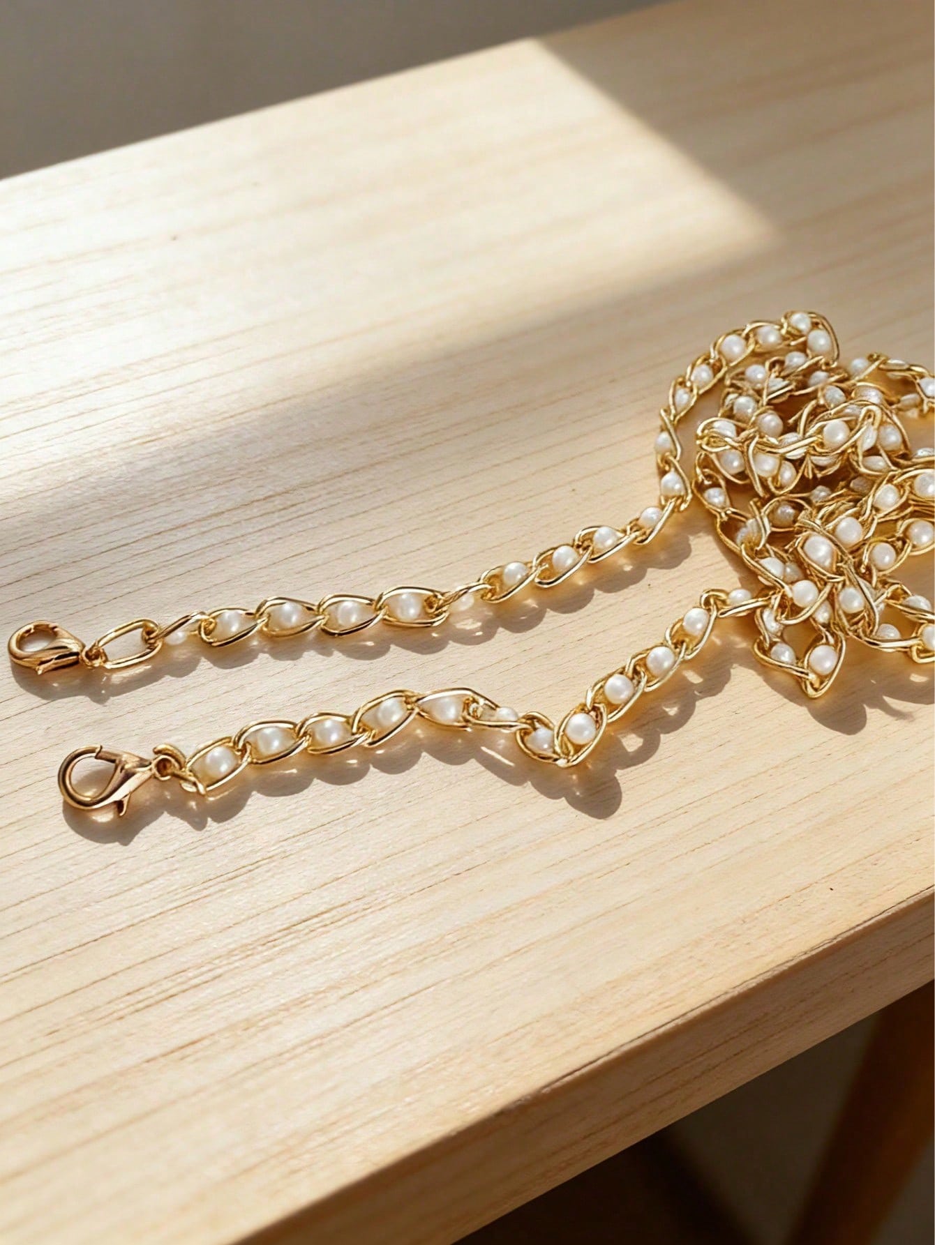 23.62-43.31 Inch Faux Pearl Chain Strap, Replaceable Crossbody Bag Strap, Suitable For Handbags, Long Faux Pearl Bag Chain Strap For Crossbody Bags (Handmade Chain, Bead Shedding Is Natural)
