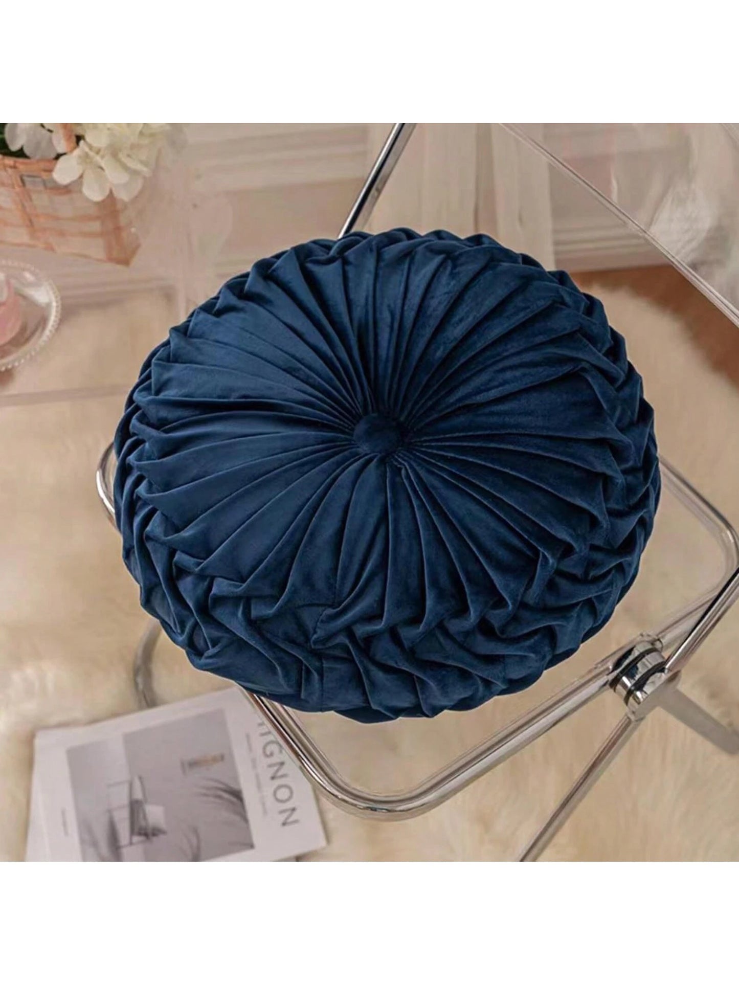 2PACK Round Pumpkin Cushion Soft Plush Velvet Cushions Luxury Filled Cushion Tatami Seat Cushion Velvet Bed Home Cushion Decoration