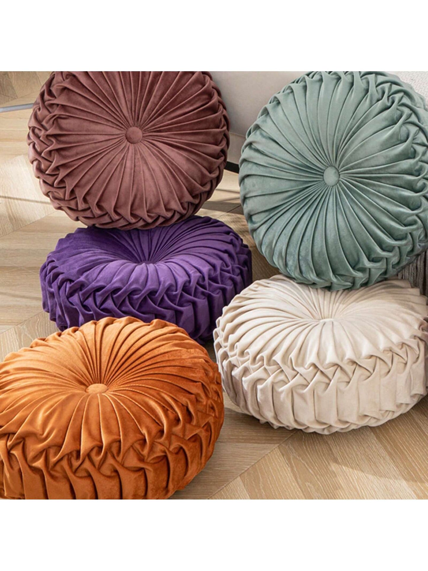2PACK Round Pumpkin Cushion Soft Plush Velvet Cushions Luxury Filled Cushion Tatami Seat Cushion Velvet Bed Home Cushion Decoration