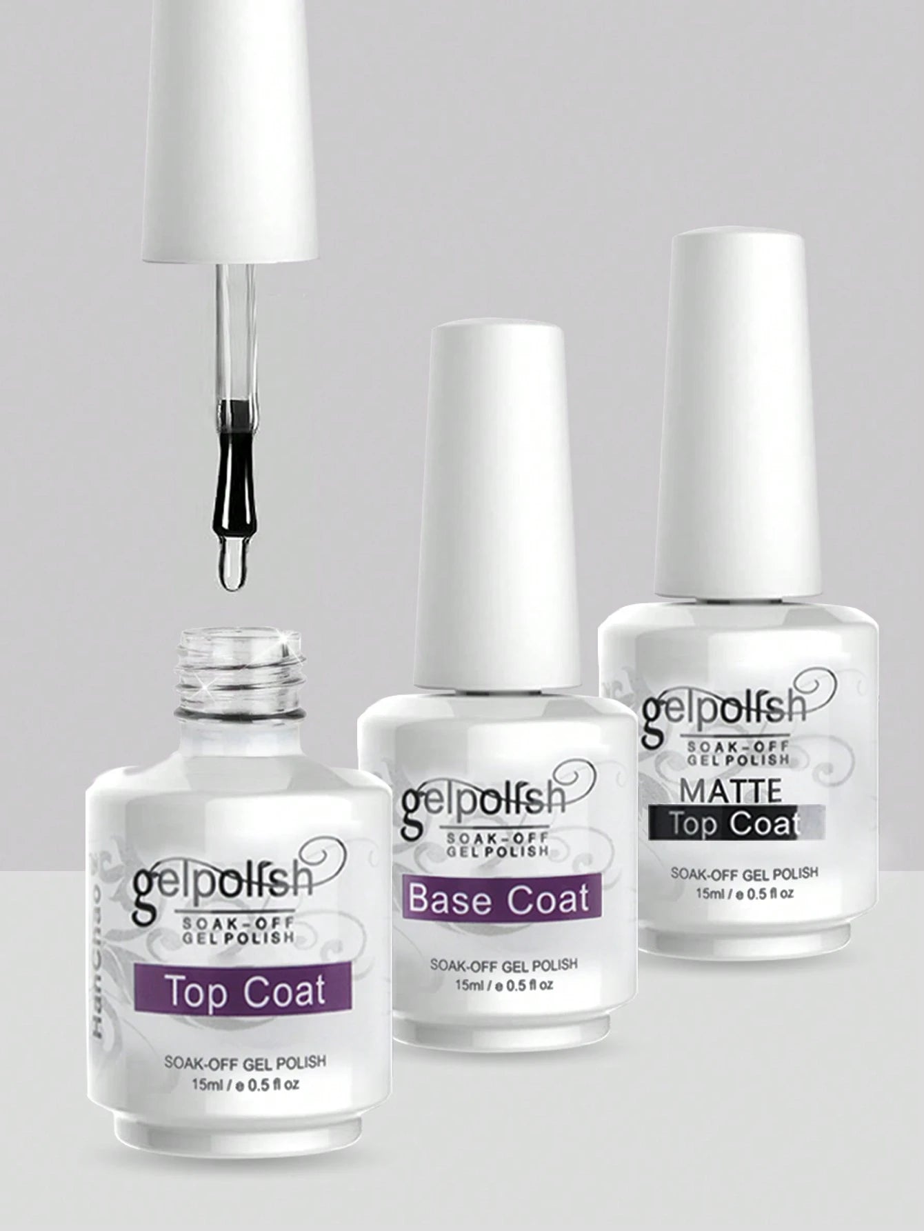 2pcs 15ml Top Coat And Base Coat Nail Polish Set, Shine Effect Long Lasting Soak Off Nail Polish Perfect Gift For Women