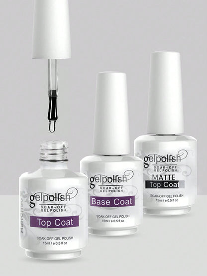 2pcs 15ml Top Coat And Base Coat Nail Polish Set, Shine Effect Long Lasting Soak Off Nail Polish Perfect Gift For Women