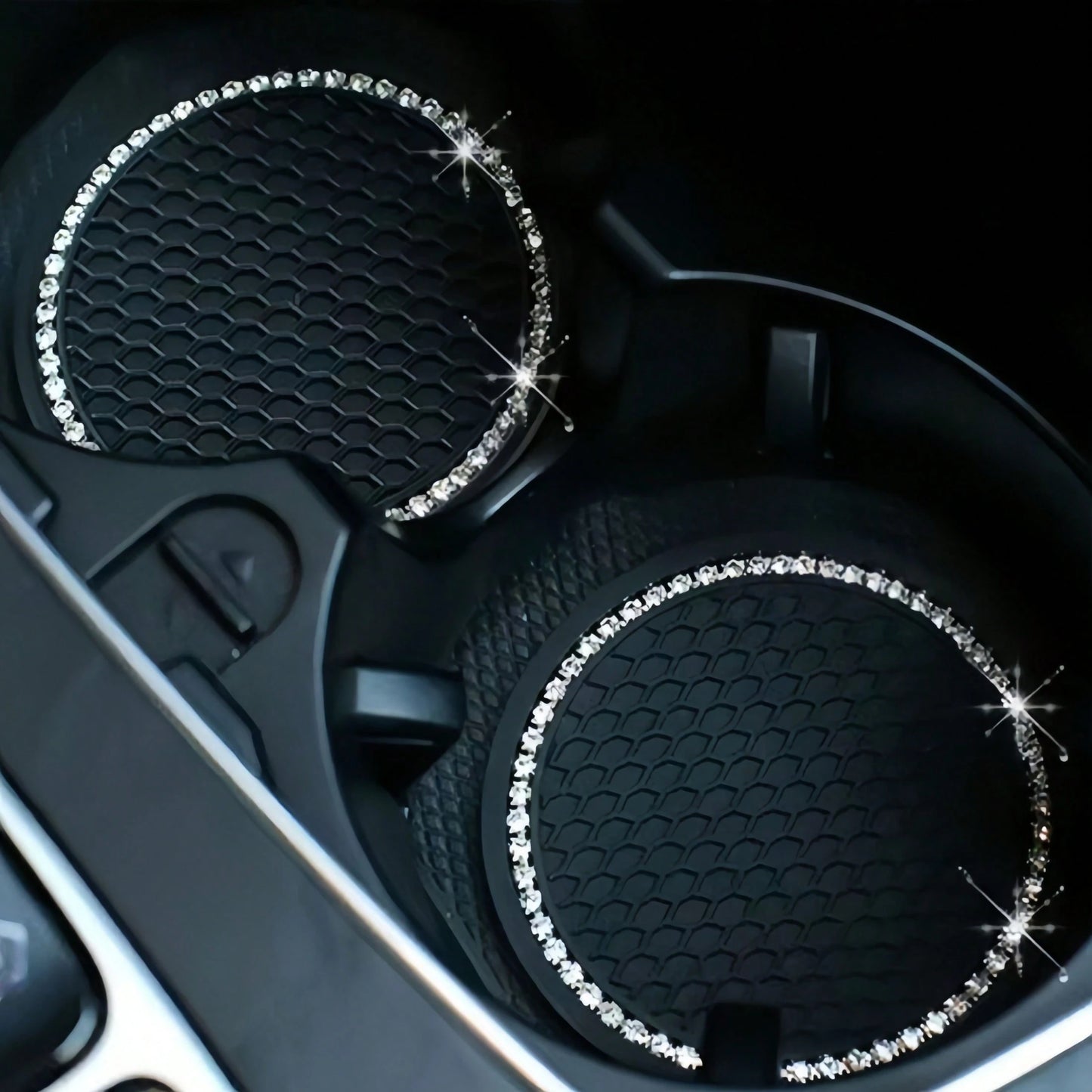 2pcs/1pc/4pcs- Rhinestone Decor Non-Slip Car Cup Holder Coasters