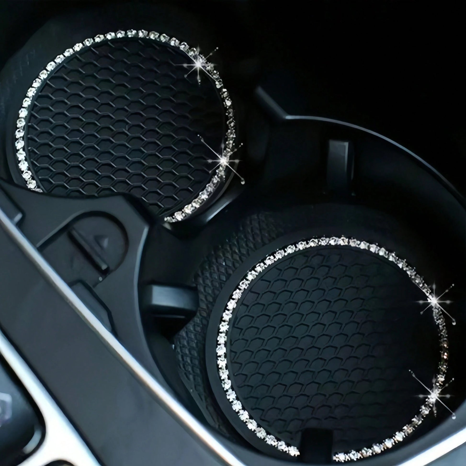 2pcs/1pc/4pcs- Rhinestone Decor Non-Slip Car Cup Holder Coasters