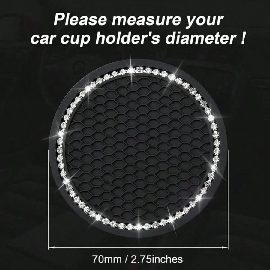 2pcs/1pc/4pcs- Rhinestone Decor Non-Slip Car Cup Holder Coasters