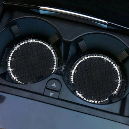 2pcs/1pc/4pcs- Rhinestone Decor Non-Slip Car Cup Holder Coasters