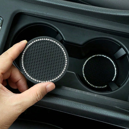 2pcs/1pc/4pcs- Rhinestone Decor Non-Slip Car Cup Holder Coasters