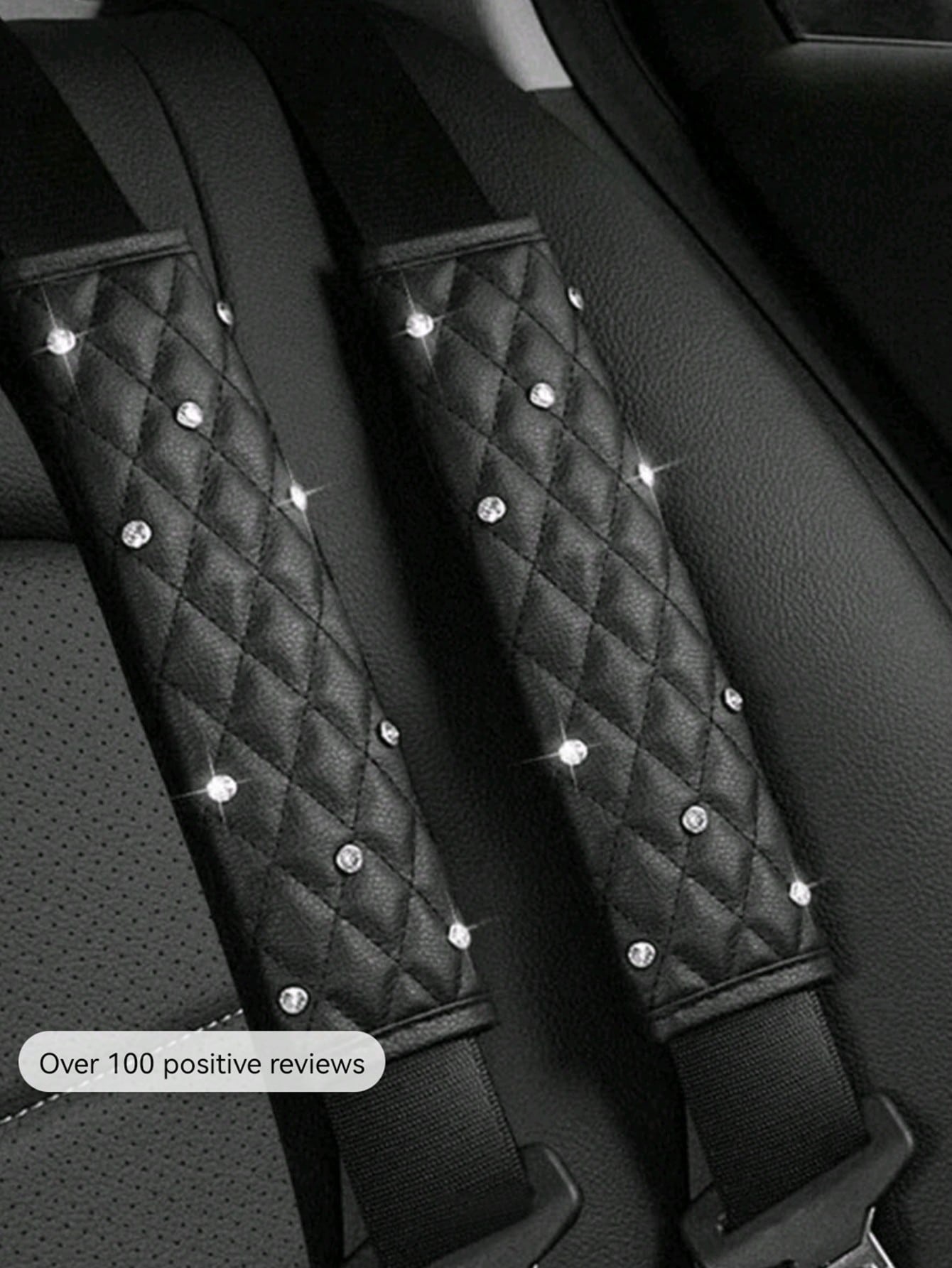 2pcs/1pc Car Interior Seat Belt Shoulder Protector Diamond Leather All Season Universal