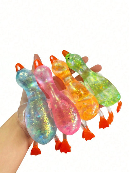 2pcs/1pc Sparkly Crystal Duck/Cheering Duck//Penguin/Animal Shaped, Soft Slow Rebound, Sticky Stress Relief, Travel Portable Decompression Toy, Ideal Holiday Gift, Birthday Gift, Office Stress Relief