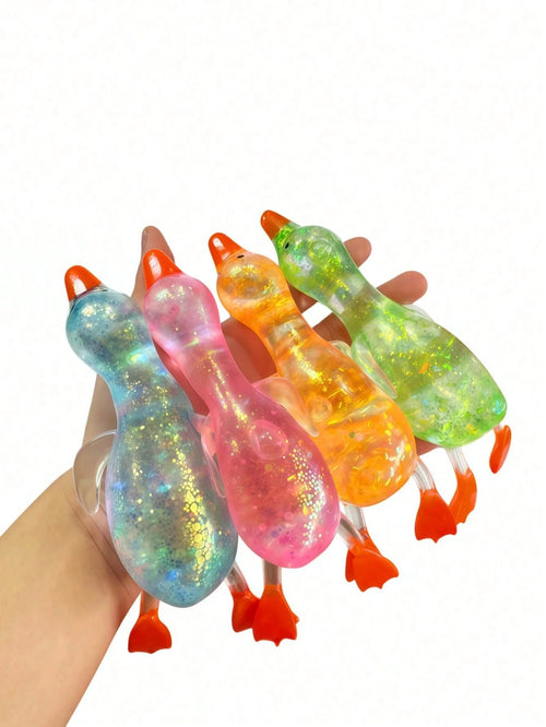 2pcs/1pc Sparkly Crystal Duck/Cheering Duck//Penguin/Animal Shaped, Soft Slow Rebound, Sticky Stress Relief, Travel Portable Decompression Toy, Ideal Holiday Gift, Birthday Gift, Office Stress Relief