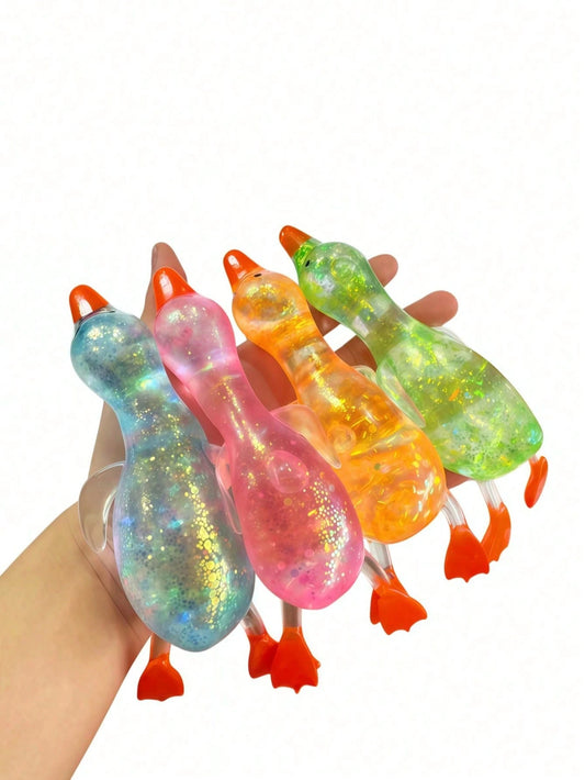 2pcs/1pc Sparkly Crystal Duck/Cheering Duck//Penguin/Animal Shaped, Soft Slow Rebound, Sticky Stress Relief, Travel Portable Decompression Toy, Ideal Holiday Gift, Birthday Gift, Office Stress Relief