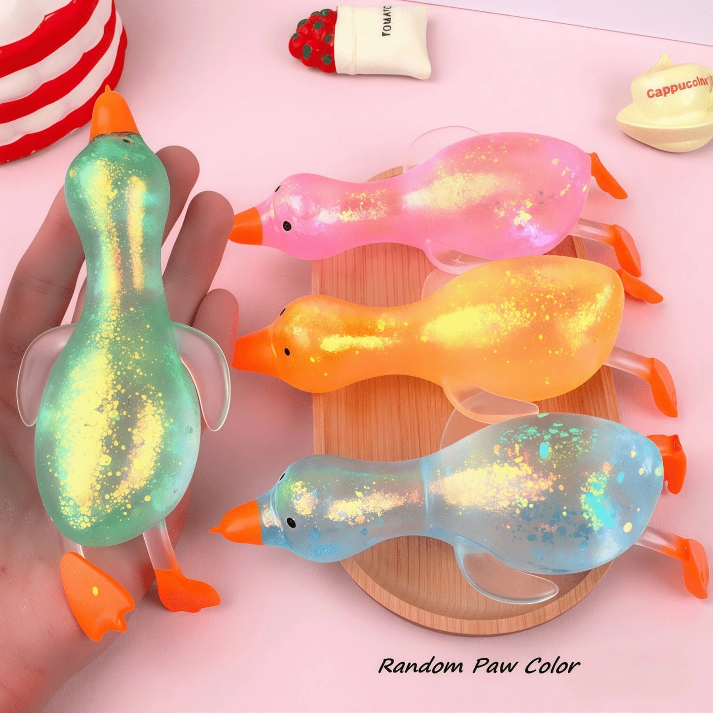 2pcs/1pc Sparkly Crystal Duck/Cheering Duck//Penguin/Animal Shaped, Soft Slow Rebound, Sticky Stress Relief, Travel Portable Decompression Toy, Ideal Holiday Gift, Birthday Gift, Office Stress Relief