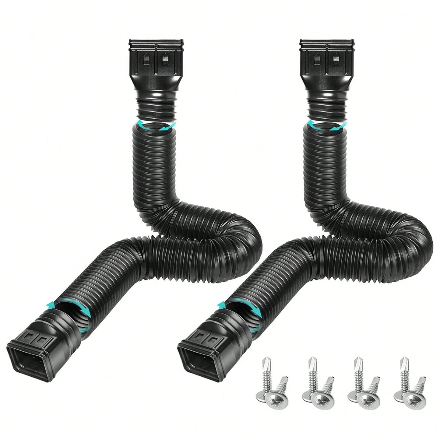 2PCS 21-60″ Polyethylene Expandable Flex Drain Downspout Extension Rain Pipe Spout Gutter Package Included: 2 X Drainage Pipes 4 X Adapters 8 X Screws