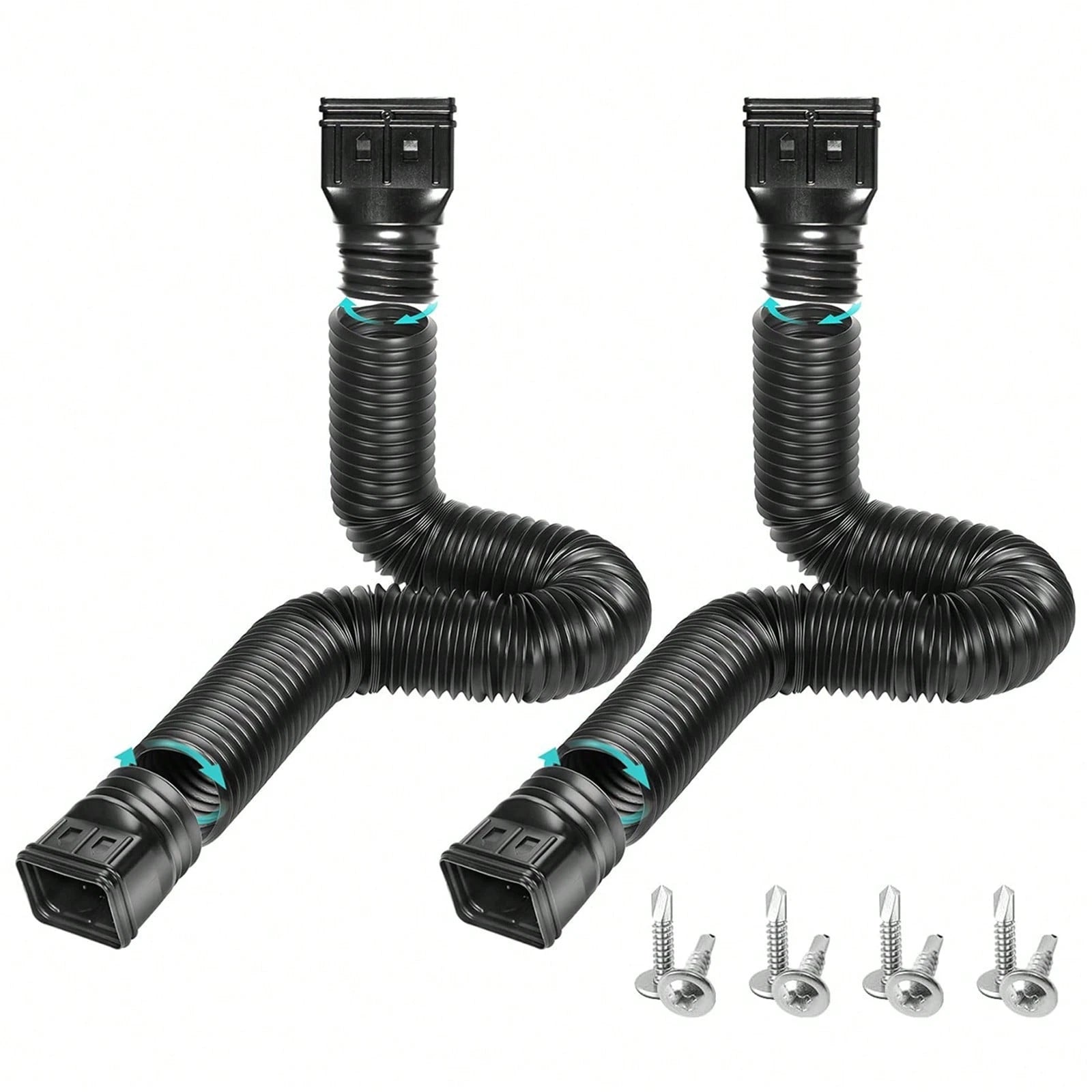 2PCS 21-60″ Polyethylene Expandable Flex Drain Downspout Extension Rain Pipe Spout Gutter Package Included: 2 X Drainage Pipes 4 X Adapters 8 X Screws