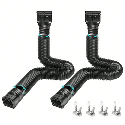 2PCS 21-60″ Polyethylene Expandable Flex Drain Downspout Extension Rain Pipe Spout Gutter Package Included: 2 X Drainage Pipes 4 X Adapters 8 X Screws
