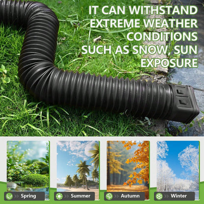 2PCS 21-60″ Polyethylene Expandable Flex Drain Downspout Extension Rain Pipe Spout Gutter Package Included: 2 X Drainage Pipes 4 X Adapters 8 X Screws