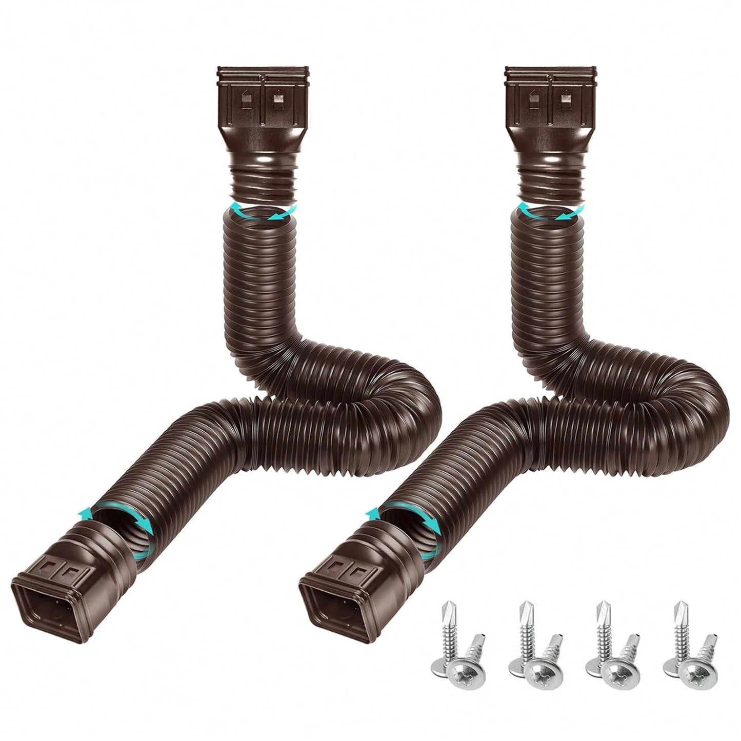 2PCS 21-60″ Polyethylene Expandable Flex Drain Downspout Extension Rain Pipe Spout Gutter Package Included: 2 X Drainage Pipes 4 X Adapters 8 X Screws