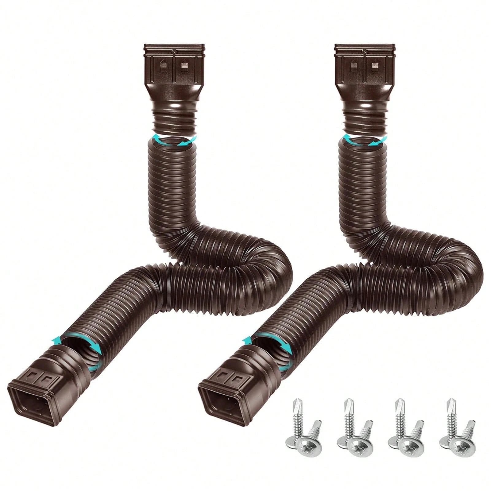 2PCS 21-60″ Polyethylene Expandable Flex Drain Downspout Extension Rain Pipe Spout Gutter Package Included: 2 X Drainage Pipes 4 X Adapters 8 X Screws