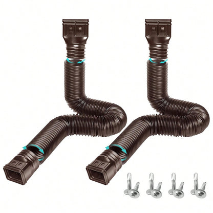 2PCS 21-60″ Polyethylene Expandable Flex Drain Downspout Extension Rain Pipe Spout Gutter Package Included: 2 X Drainage Pipes 4 X Adapters 8 X Screws
