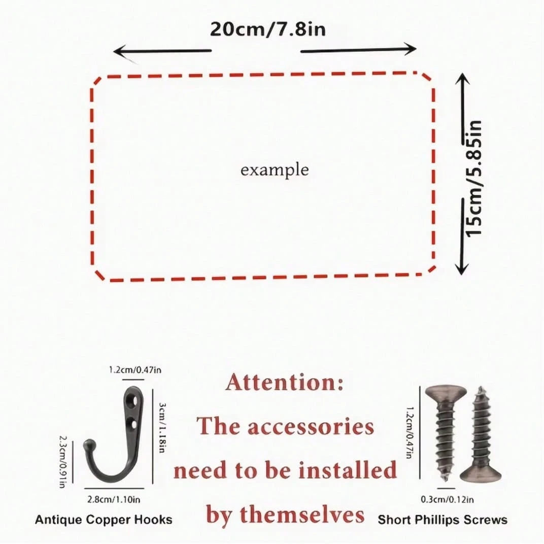 2pcs 2D Flat HOME Themed Key Holder Hook, Wooden Multi-Function Key Rack With 4 Metal Hooks, Wall Decor, Entryway, Room, Kitchen, Villa, Seasonal Home Decor