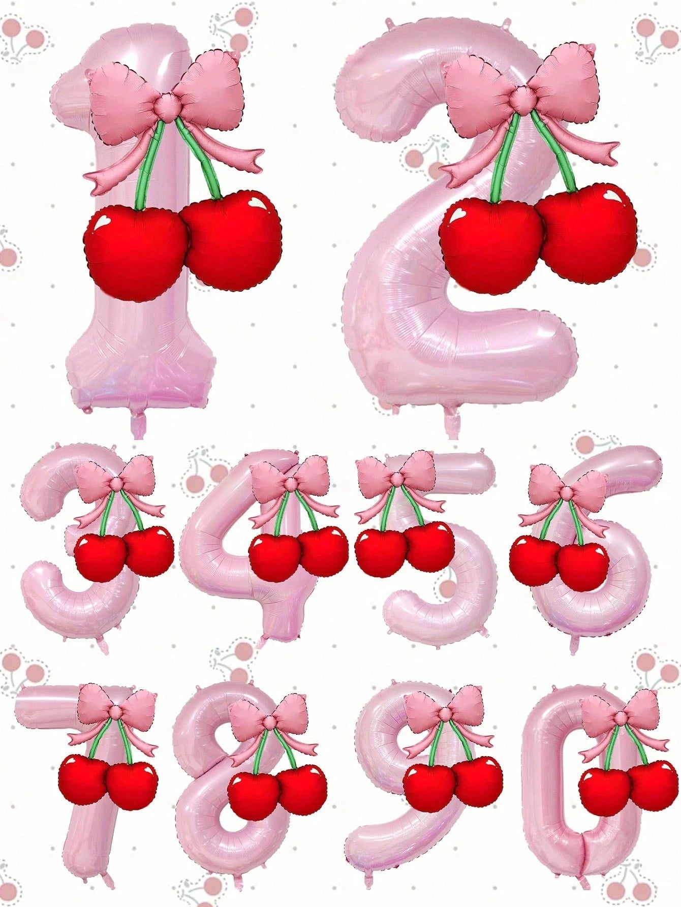 2pcs 40-Inch Number Balloon Set, Large Pink 0-9 Number Foil Balloons, Cherry Bow Shaped Balloons, Suitable For Birthday Party, Baby Shower Decoration