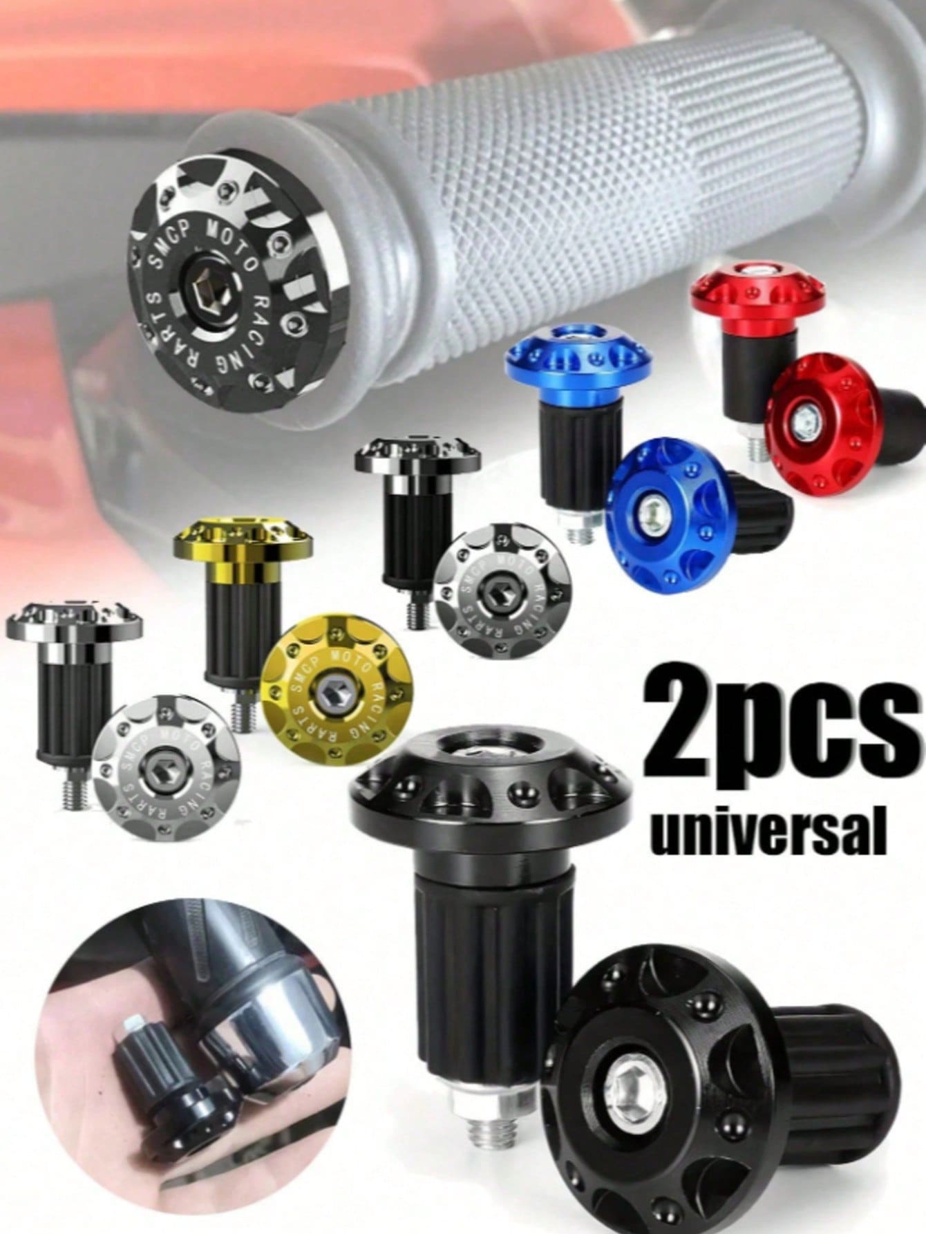 2pcs Aluminum Alloy Motorcycle Handlebar End Caps, 16-18mm Handlebar Plugs- Handlebar End Caps Accessories, Enhance Riding Experience
