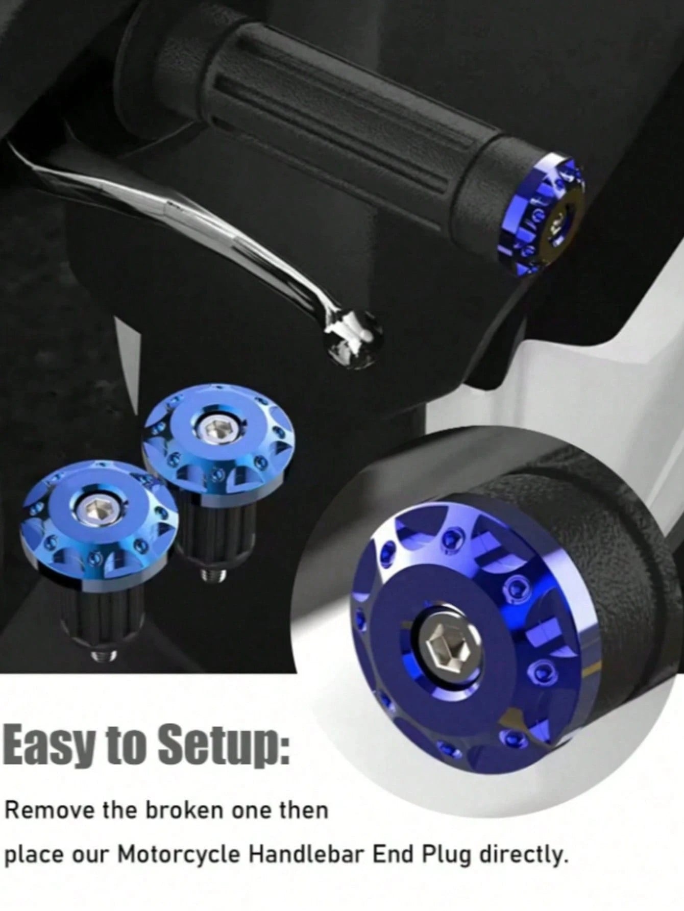 2pcs Aluminum Alloy Motorcycle Handlebar End Caps, 16-18mm Handlebar Plugs- Handlebar End Caps Accessories, Enhance Riding Experience