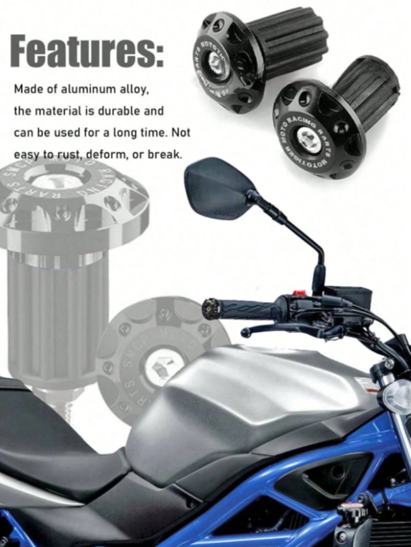 2pcs Aluminum Alloy Motorcycle Handlebar End Caps, 16-18mm Handlebar Plugs- Handlebar End Caps Accessories, Enhance Riding Experience