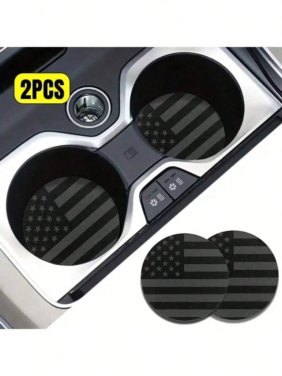 2pcs American Flag Car Cup Holder Coasters, Creative Heat-Insulating Cup Coasters Universal Fit
