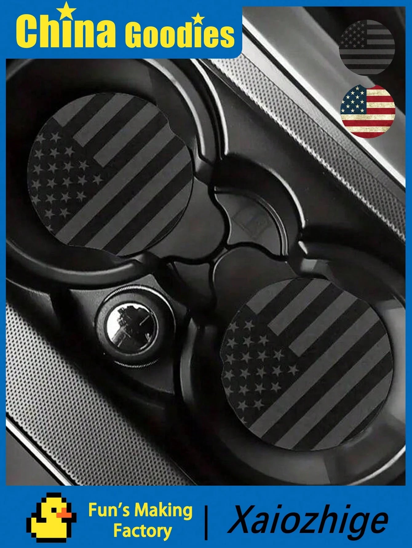 2pcs American Flag Car Cup Holder Coasters, Creative Heat-Insulating Cup Coasters Universal Fit