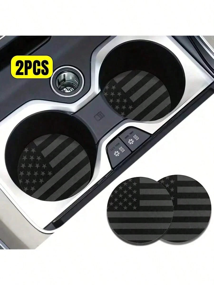 2pcs American Flag Car Cup Holder Coasters, Creative Heat-Insulating Cup Coasters Universal Fit