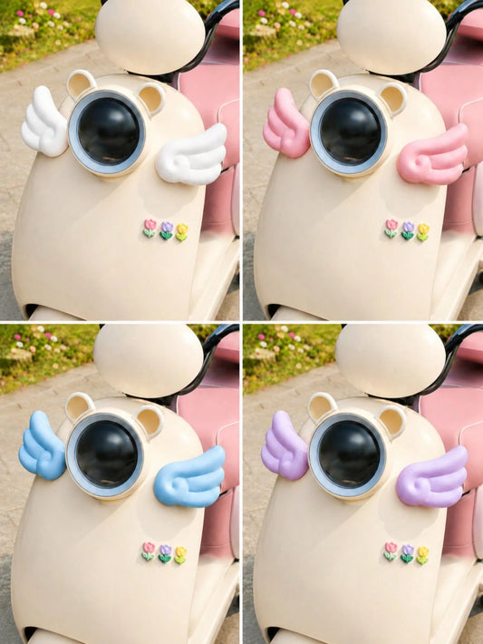 2pcs Angel Wings Motorcycle Decoration Accessories, Cute 3d Glossy Wing Ornament Emblem For Electric Scooter, Moped, Motorbike, E-Bike, Bicycle & Car, Sweet Kawaii Coquette Fairy Aesthetic Girly Styli