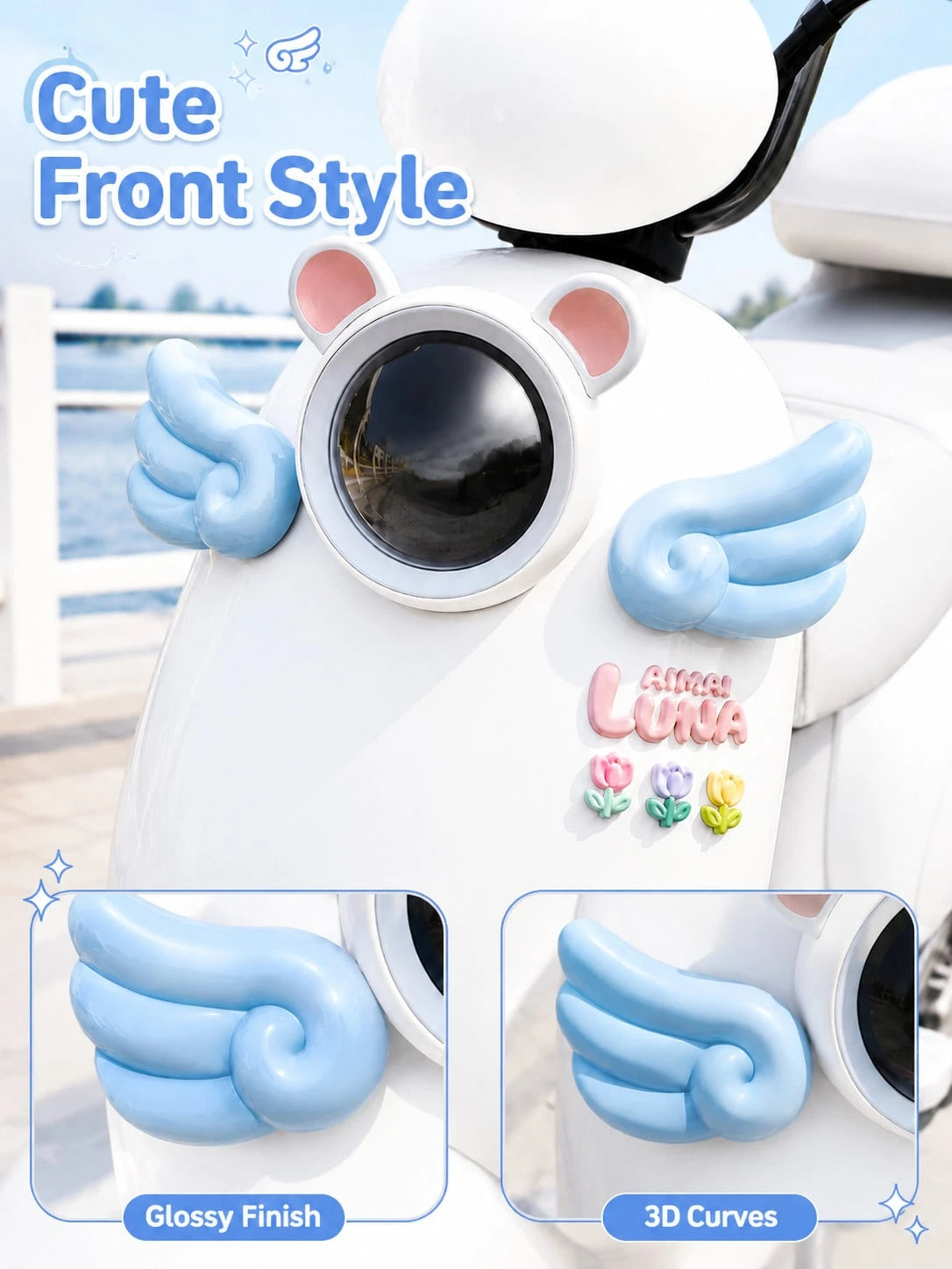 2pcs Angel Wings Motorcycle Decoration Accessories, Cute 3d Glossy Wing Ornament Emblem For Electric Scooter, Moped, Motorbike, E-Bike, Bicycle & Car, Sweet Kawaii Coquette Fairy Aesthetic Girly Styli