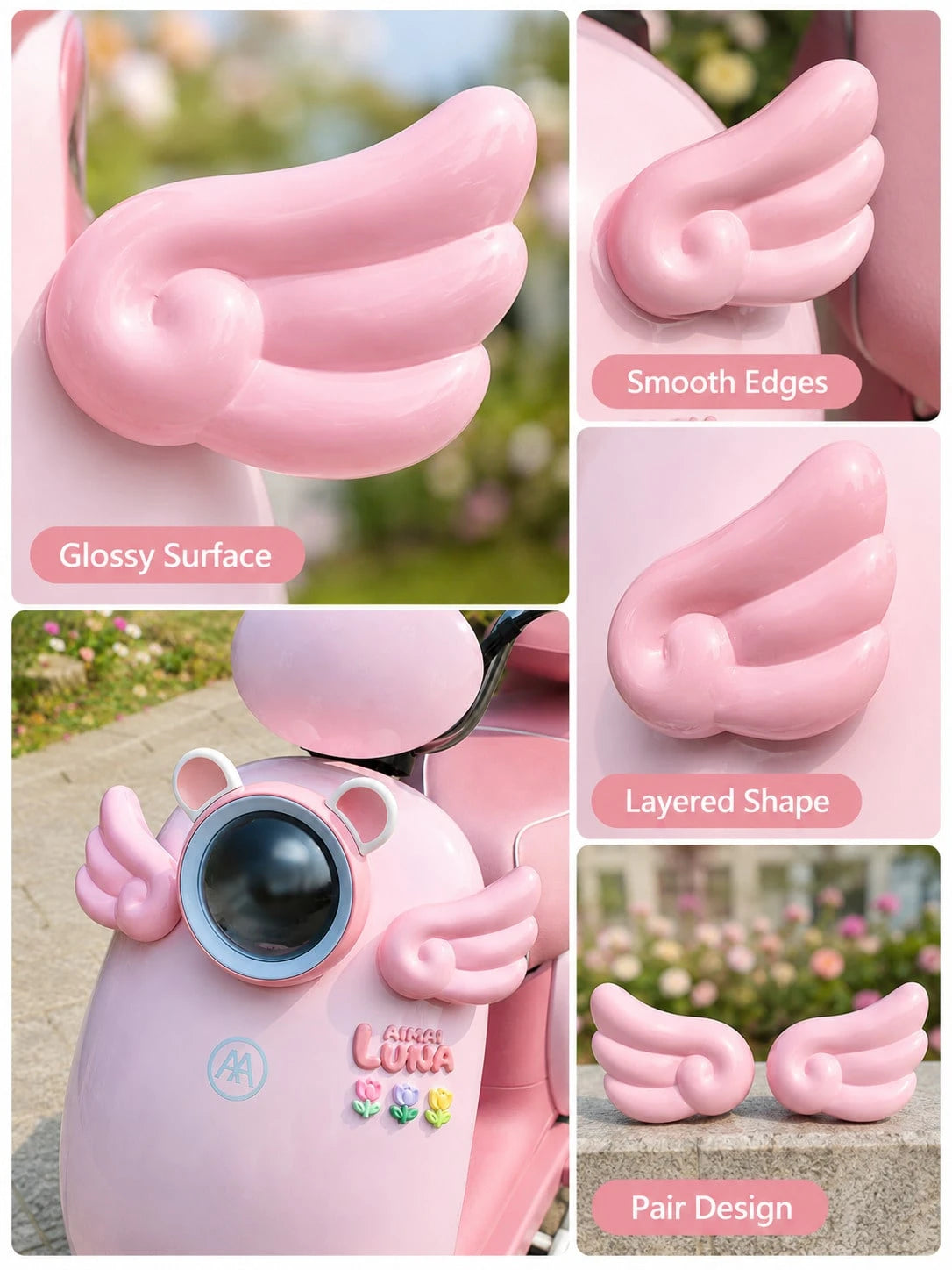 2pcs Angel Wings Motorcycle Decoration Accessories, Cute 3d Glossy Wing Ornament Emblem For Electric Scooter, Moped, Motorbike, E-Bike, Bicycle & Car, Sweet Kawaii Coquette Fairy Aesthetic Girly Styli