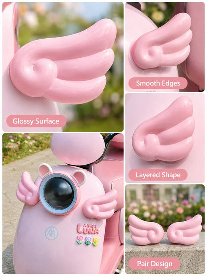 2pcs Angel Wings Motorcycle Decoration Accessories, Cute 3d Glossy Wing Ornament Emblem For Electric Scooter, Moped, Motorbike, E-Bike, Bicycle & Car, Sweet Kawaii Coquette Fairy Aesthetic Girly Styli