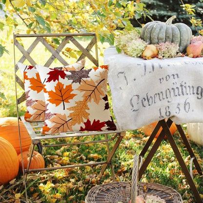 2pcs Autumn Maple Leaf Pillowcase Set, Watercolor Autumn Leaf Print Cushion Cover, Linen Style Pillowcase, Suitable For Living Room Sofa Home Decor