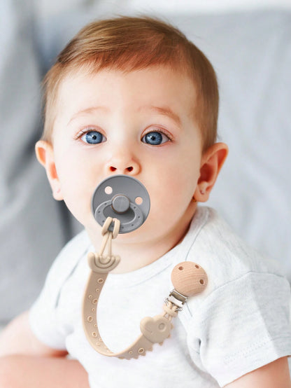 2pcs Baby Silicone Pacifier Clips, Dinosaur & Giraffe Pattern, Anti-Lost Pacifier Clips, Teething, Baby Supplies, Newborn Gift