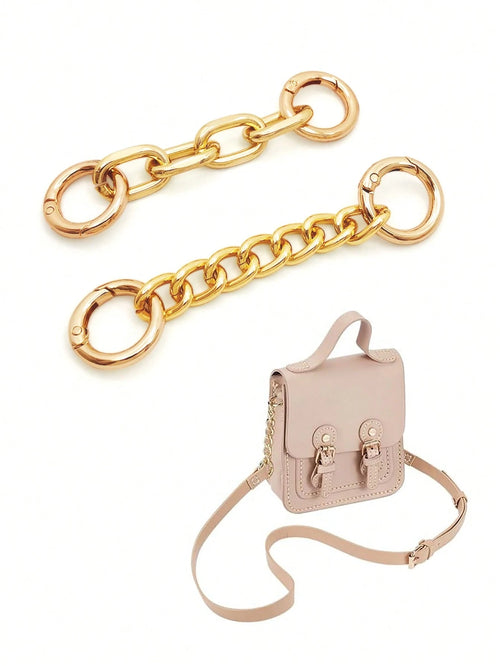 2pcs Bag Strap Extender Chains Metal Purse Chain 98/105mm 2 Styles Shoulder Bag Strap Extender Chains With Spring Gate Rings For Bag Straps Replacement(Gold)