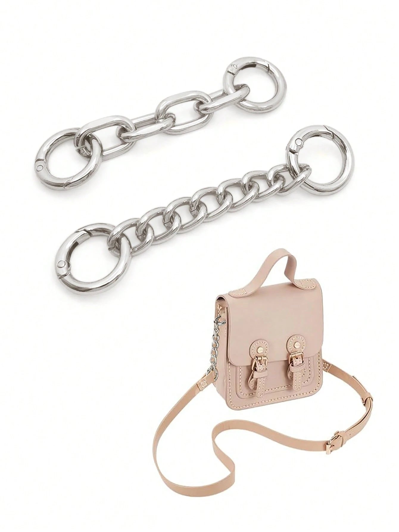 2pcs Bag Strap Extender Chains Metal Purse Chain 98/105mm 2 Styles Shoulder Bag Strap Extender Chains With Spring Gate Rings For Bag Straps Replacement(Gold)