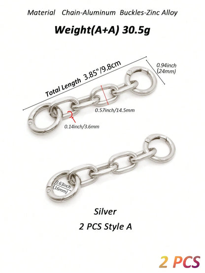 2pcs Bag Strap Extender Chains Metal Purse Chain 98/105mm 2 Styles Shoulder Bag Strap Extender Chains With Spring Gate Rings For Bag Straps Replacement(Gold)