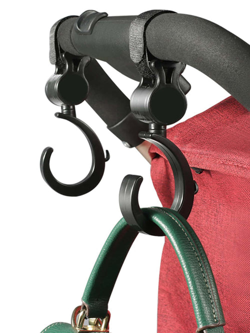 2pcs Black Baby Stroller Hooks: Rotatable And Large Hooks Convenient For Hanging Bags On Strollers. Allow For Hands-free Carrying Of Luggage.