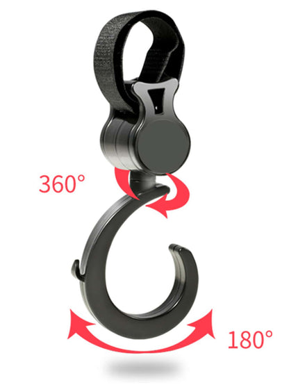 2pcs Black Baby Stroller Hooks: Rotatable And Large Hooks Convenient For Hanging Bags On Strollers. Allow For Hands-free Carrying Of Luggage.