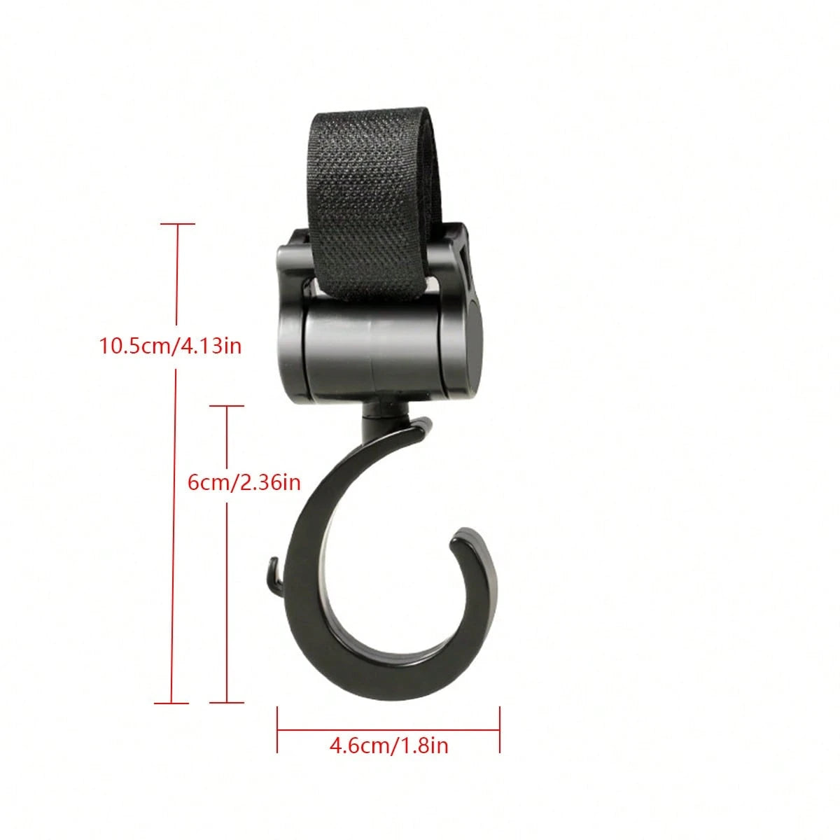 2pcs Black Baby Stroller Hooks: Rotatable And Large Hooks Convenient For Hanging Bags On Strollers. Allow For Hands-free Carrying Of Luggage.