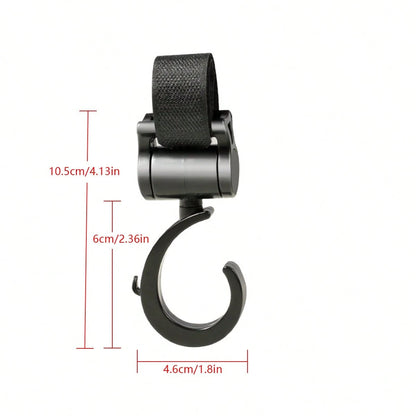 2pcs Black Baby Stroller Hooks: Rotatable And Large Hooks Convenient For Hanging Bags On Strollers. Allow For Hands-free Carrying Of Luggage.
