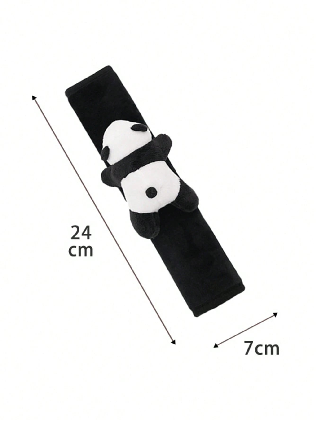 2pcs Black & White Cartoon Car Seat Belt Shoulder Pads With Cute Panda Design, Plush Car Seat Belt Cover